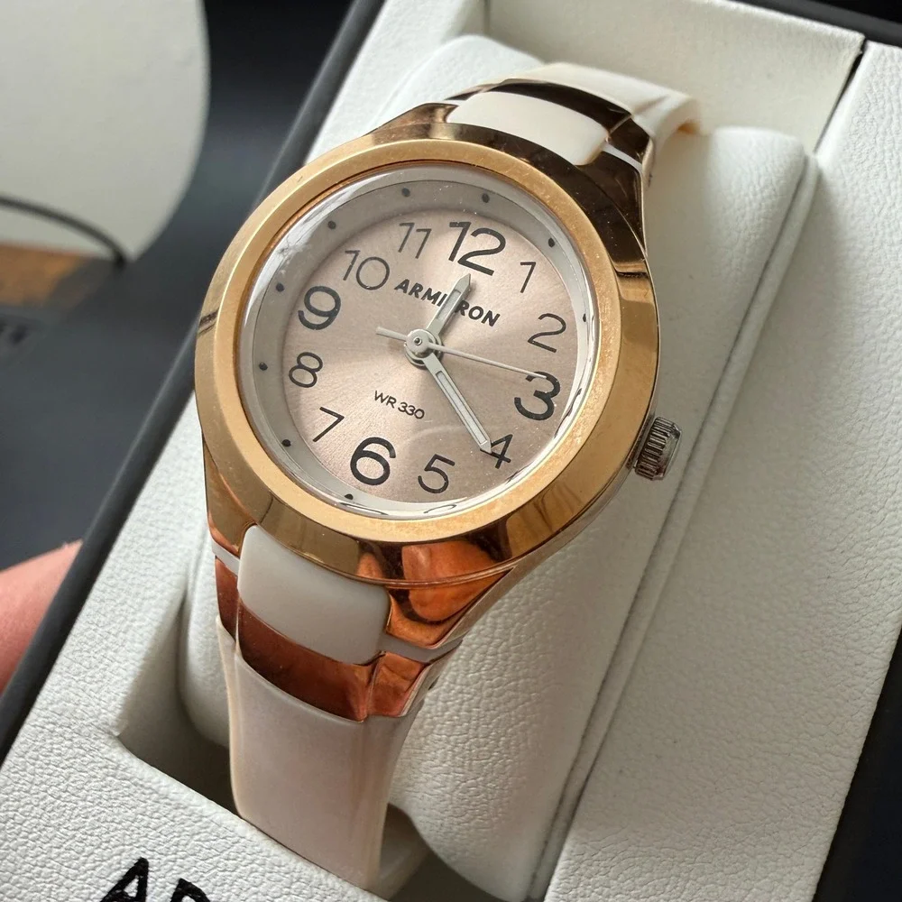 MSRP‎ $40 Armitron 25/6418 Women's Rose Gold Resin Strap Watch NEEDS BATT